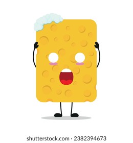 Cute shocked sponge character. Funny wash cartoon emoticon in flat style. closet vector illustration