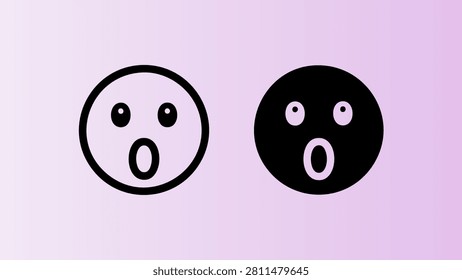 Cute shocked and surprised emoji faces with open mouths showing amazement and disbelief