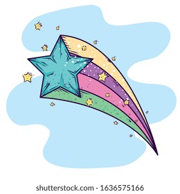 cute shooting star magic icon vector illustration design