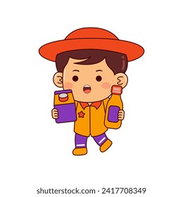cute shopper boy cartoon character