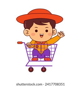 cute shopper boy cartoon character