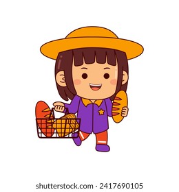 cute shopper girl cartoon character