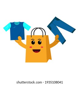 cute shopping bag cartoon illustration of vector graphic