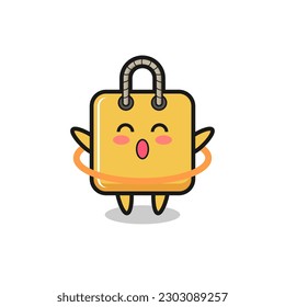 cute shopping bag cartoon is playing hula hoop , cute style design for t shirt, sticker, logo element