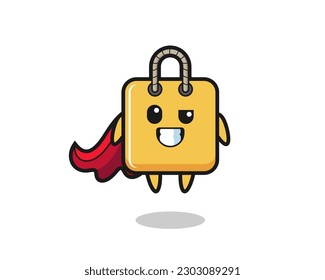the cute shopping bag character as a flying superhero , cute style design for t shirt, sticker, logo element