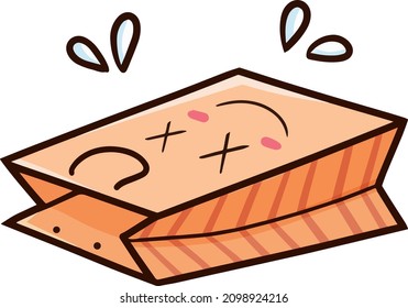 Cute shopping bag character laying down