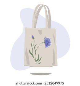 
Cute shopping bag with a cornflower image.