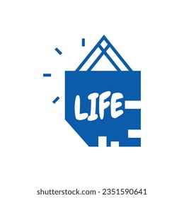 cute shopping bag icon vector design with life lettering