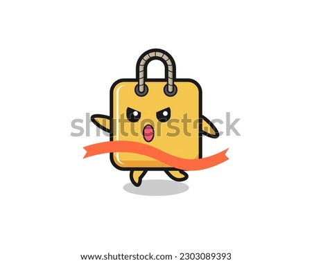 cute shopping bag illustration is reaching the finish , cute style design for t shirt, sticker, logo element