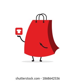Cute shopping bag. Illustration vector graphic cartoon character  icon design. Perfect for Ecommerce, Symbol of promotion sale, store web element. Illustration E-commerce Shopping Symbols.