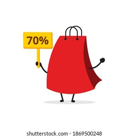 Cute shopping bag. Illustration vector graphic cartoon character  icon design. Perfect for Ecommerce, Symbol of promotion sale, store web element. Illustration E-commerce Shopping Symbols.