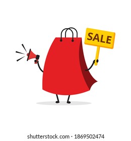 Cute shopping bag. Illustration vector graphic cartoon character  icon design. Perfect for Ecommerce, Symbol of promotion sale, store web element. Illustration E-commerce Shopping Symbols.