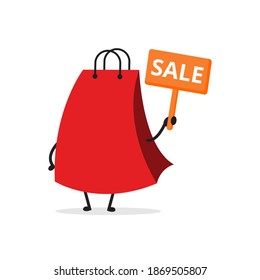 Cute shopping bag. Illustration vector graphic cartoon character  icon design. Perfect for Ecommerce, Symbol of promotion sale, store web element. Illustration E-commerce Shopping Symbols.