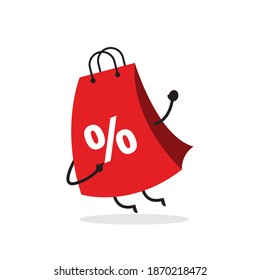 Cute shopping bag. Illustration vector graphic cartoon character  icon design. Perfect for Ecommerce, Symbol of promotion sale, store web element. Illustration E-commerce Shopping Symbols.