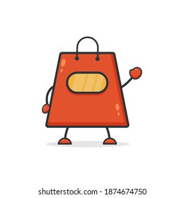 Cute shopping bag. Illustration vector graphic cartoon character  icon design. Perfect for Ecommerce, Symbol of promotion sale, store web element. Illustration E-commerce Shopping Symbols.

