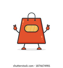 Cute shopping bag. Illustration vector graphic cartoon character  icon design. Perfect for Ecommerce, Symbol of promotion sale, store web element. Illustration E-commerce Shopping Symbols.