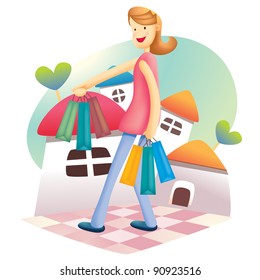 Cute Shopping Girl
