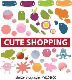 cute shopping stickers. vector