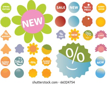 cute shopping stickers. vector