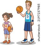 cute short girl and tall boy standing next to each other vector illustration