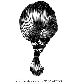 Cute Short Hair Braid Illustration.