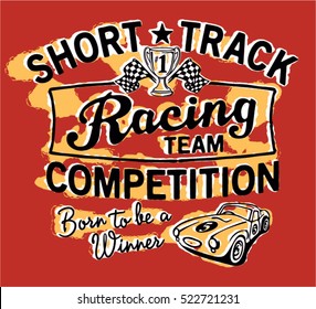 Cute Short Track racing team, vector artwork for children wear 