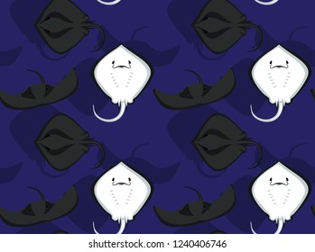 Cute Short-tail Stingray Cartoon Background Seamless Wallpaper