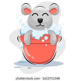 cute shower bear cartoon vector