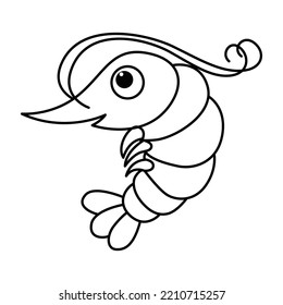 Cute shrimp cartoon characters vector illustration. For kids coloring book.