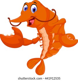 cute shrimp cartoon posing