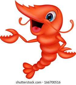 Cute Shrimp Cartoon Presenting