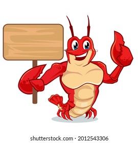 Cute shrimp cartoon in vector