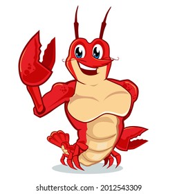 Cute shrimp cartoon in vector