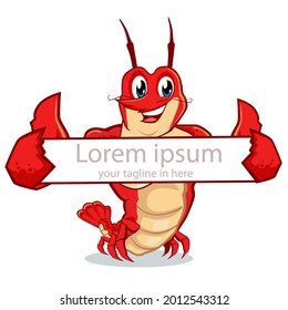 Cute shrimp cartoon in vector