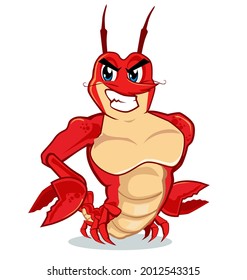 Cute shrimp cartoon in vector