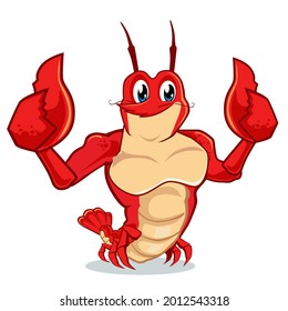 Cute shrimp cartoon in vector