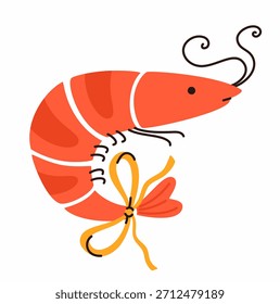 Caráter de camarão bonito com um arco.