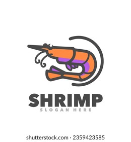 Cute shrimp design logo mascot 