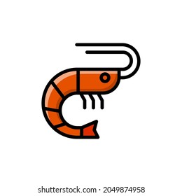 cute shrimp icon illustration vector graphic