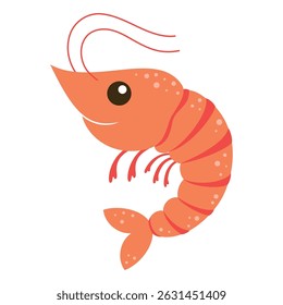 camarão bonitinho isolado no fundo branco, animal de desenho animado, design para crianças