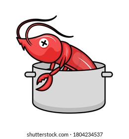 Cute shrimp mascot design illustration