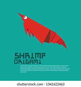Cute shrimp origami style vector illustration. simple shape animal drawing for greeting card or decoration poster