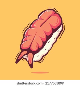 cute shrimp sushi art illustration