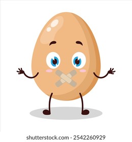 cute shut up expression of chicken egg mouth closed with plaster cartoon character