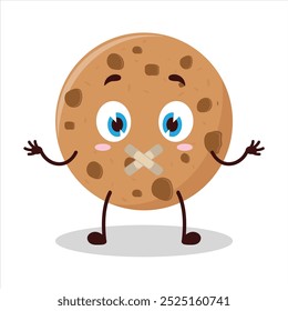 Cute shut up expression of cookies mouth closed with plaster cartoon character