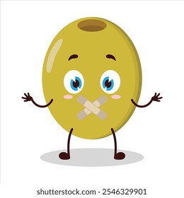 Linda expresión callada de boca de frijol mung cerrada con personaje de dibujos animados de yeso