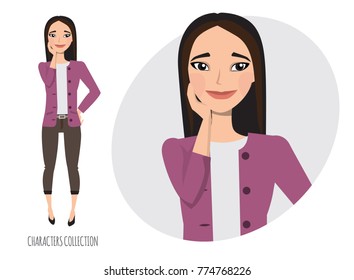 cute shy asian girl. vector