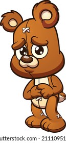 Cute shy brown teddy bear. Vector clip art illustration with simple gradients. All on a single layer.
