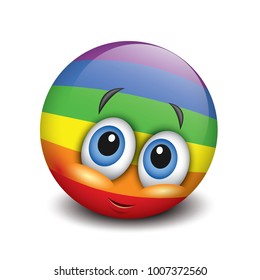 Cute shy emoticon, emoji, smiley - vector illustration
