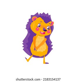 A cute shy hedgehog. Character design. Can be used for branding, graphic design, product for children, stickers for social network. Isolated vector  illustration on white background.